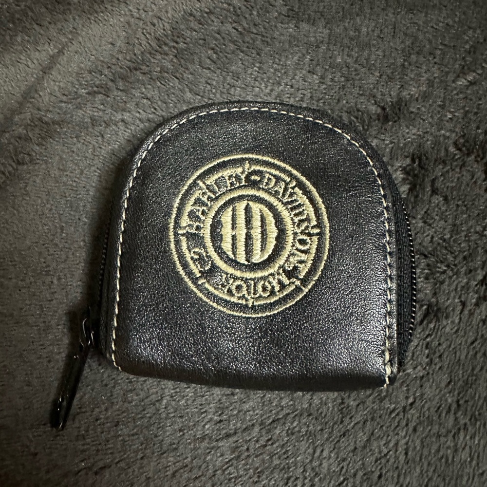 Harley-Davidson Black and Gold Leather Pouch